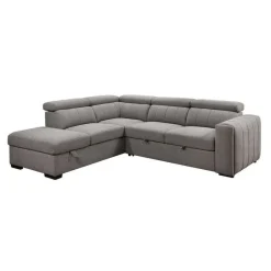 Sectional Bed with Left-Side Chaise, Adjustable Headrests, and Storage