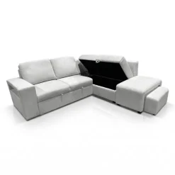 Sectional Bed with Right-Facing Chaise, Storage Compartments and an Extendable Ottoman