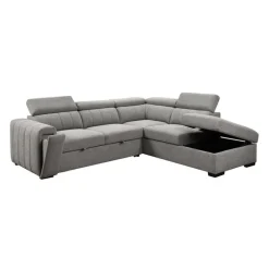 Sectional Bed with Right-Side Chaise, Adjustable Headrests, and Storage