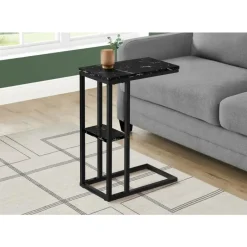 Monarch Side table / c table - 1 storage shelf / rectangular - 25"h - marble-lo -
