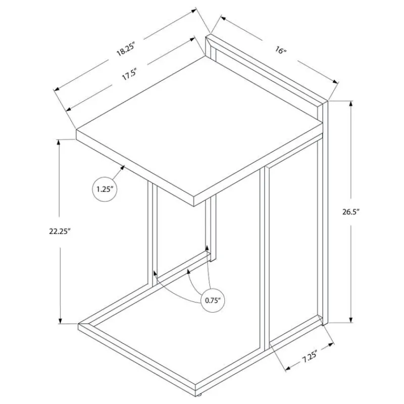 Monarch Side table / c table - thick-panel top / wide / rectangular - 25"h - -