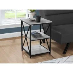 Monarch Side table / nightstand - 3 tiers / 2 shelves / square - 26"h - wood-loo -