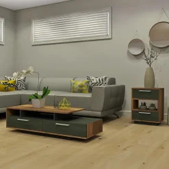 MEQ Side Table - Slate and Walnut