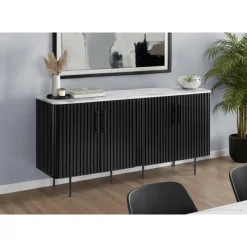 Monarch Sideboard Buffet Cabinet with Faux Marble Top