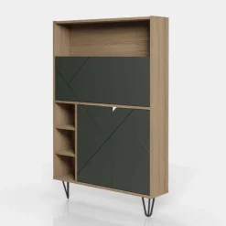 Nexera Slim Secretary Desk, Nutmeg And Charcoal Grey -