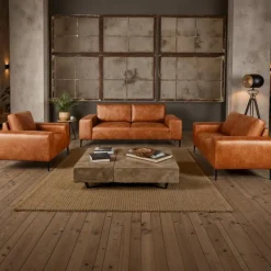 Sofa with Deep Seats and Square Armrests