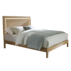 Solid Wood King Bed and Headboard with Lights (78'')