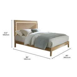 Solid Wood King Bed and Headboard with Lights (78'')