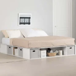 Meubles South Shore Storage Platform Bed With Baskets (78