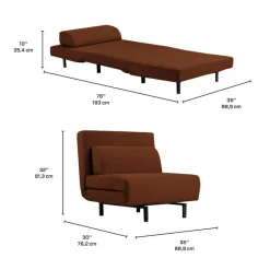Swivel Armchair Bed - Rust