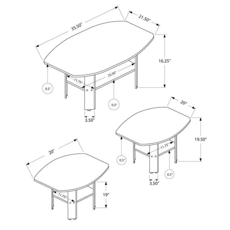Monarch Table set - 3pcs set / -