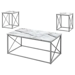 Monarch Table set - 3pcs set / marble / silver metal -