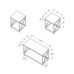Monarch Table set - 3pcs set / marble / silver metal -