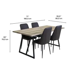 Table with 4 Chairs - Black