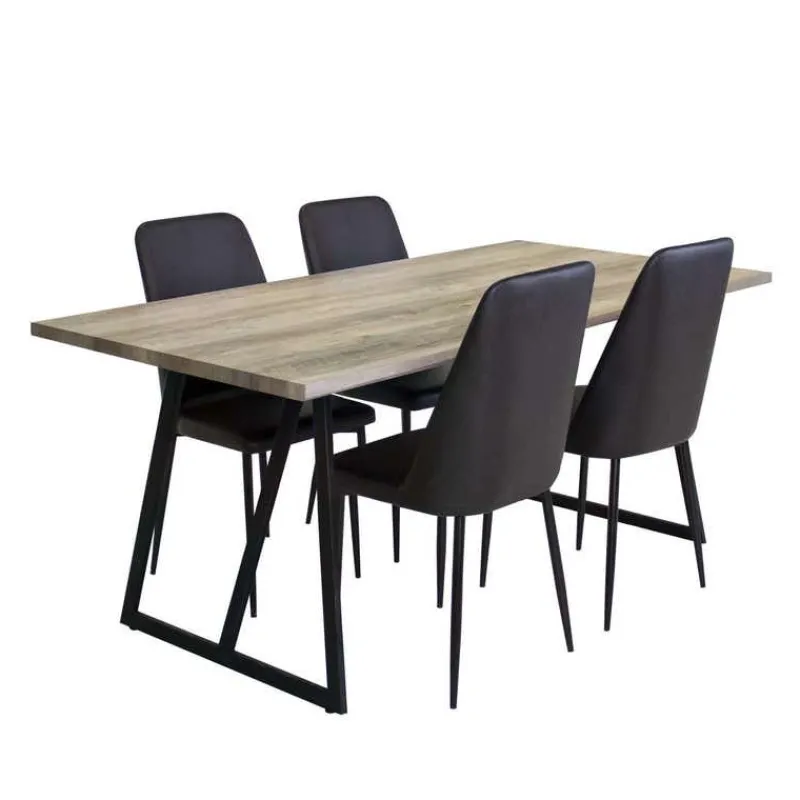 Table with 4 Chairs - Black