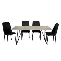 Table with 4 Chairs - Black
