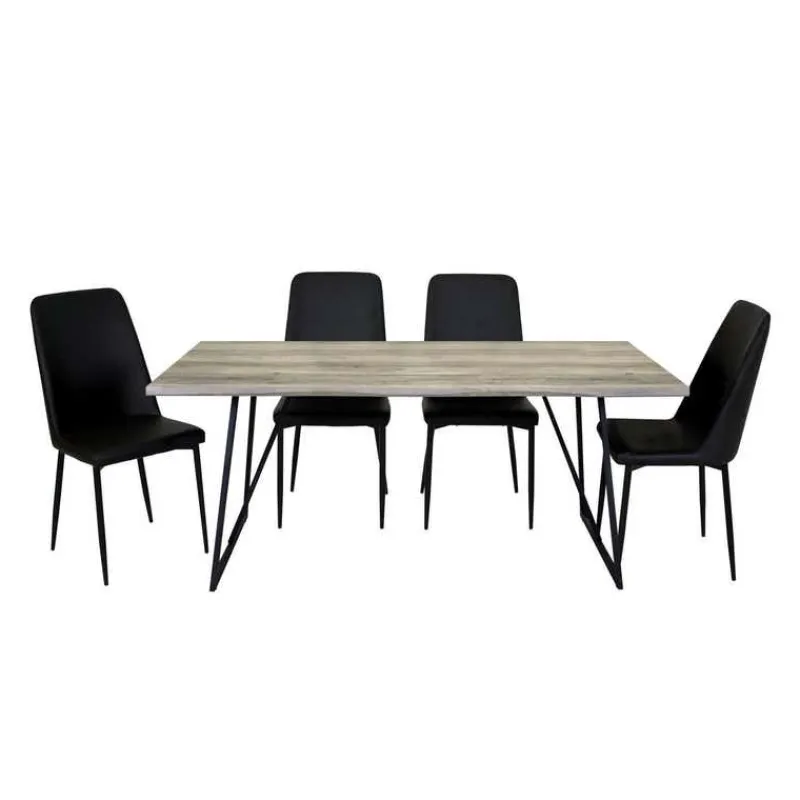 Table with 4 Chairs - Black