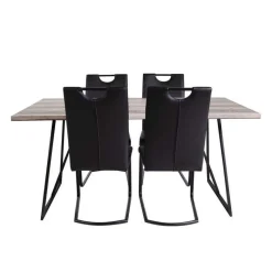 Table with 4 Chairs - Black