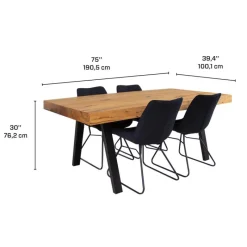 Table with 4 Chairs - Black