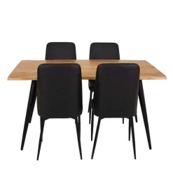 Table with 4 Chairs - Black