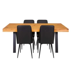 Table with 4 chairs - Black