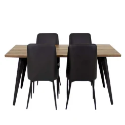 Table with 4 Chairs - Black