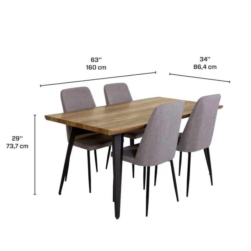 Table with 4 Chairs - Grey
