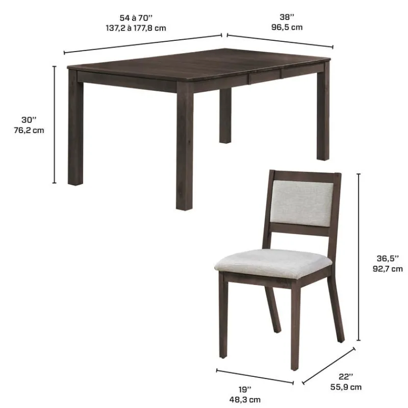 Arboit Poitras Table with Extension Leaf (54" to 70") and 6 Chairs -