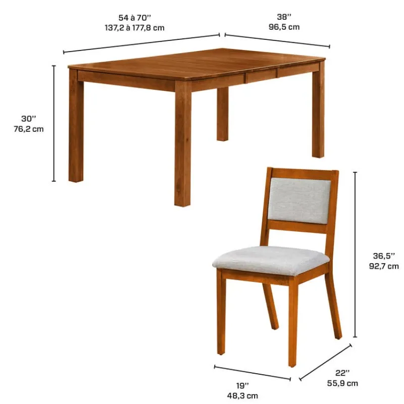 Arboit Poitras Table with Extension Leaf (54" to 70") and 6 Chairs -