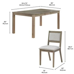 Arboit Poitras Table with Extension Leaf (54” to 70”) and 4 Chairs - Ash Wood