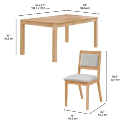 Arboit Poitras Table with Extension Leaf (54" to 70") and 6 Chairs - Natural