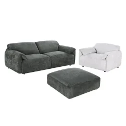 Textured Velvet Feather-Filled Armchair - Beige