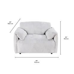 Textured Velvet Feather-Filled Armchair - Beige