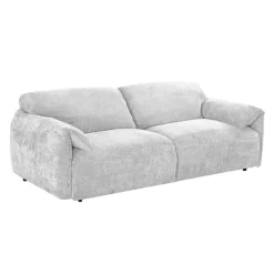 Textured Velvet Feather-Filled Sofa - Beige