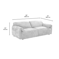 Textured Velvet Feather-Filled Sofa - Beige