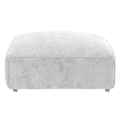 Textured Velvet Ottoman on Casters - Beige