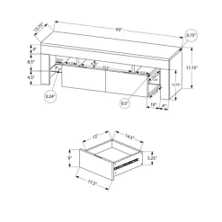 Monarch TV Stand with Drawers 63" -