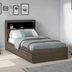 SUA-V Twin Bed with 3-Drawer Storage and Headboard (39