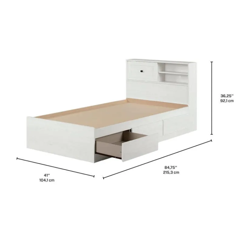 Meubles South Shore Twin Bed with 3-Drawer Storage and Headboard (39") - South Shore