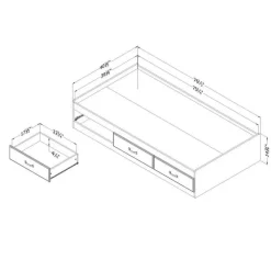 Meubles South Shore Twin Bed with 3-Drawer Storage (39