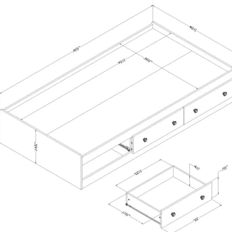 Meubles South Shore Twin Bed with 3-Drawer Storage (39'') - South Shore
