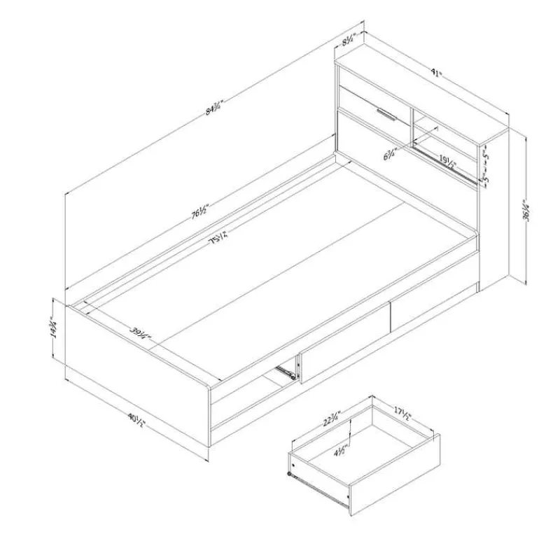 Meubles South Shore Twin Bed with 3-Drawer Storage and Headboard (39") - South Shore