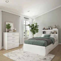 SUA-V Twin Bed with 3-Drawer Storage, Headboard and Dresser (39