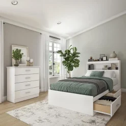 SUA-V Twin Bed with 3-Drawer Storage, Headboard and Dresser (39