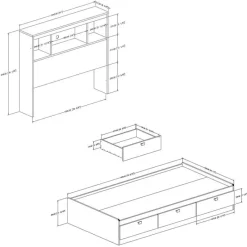 Meubles South Shore Twin Bed with 3-Drawer Storage and Headboard (39") - South Shore