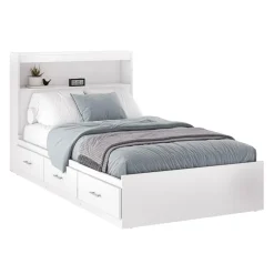 SUA-V Twin Bed with 3-Drawer Storage and Headboard (39