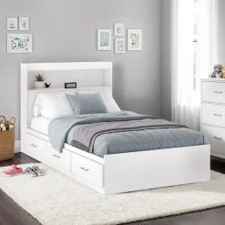 SUA-V Twin Bed with 3-Drawer Storage and Headboard (39