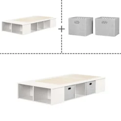 Meubles South Shore Twin Bed with Storage and Baskets (39") - South Shore