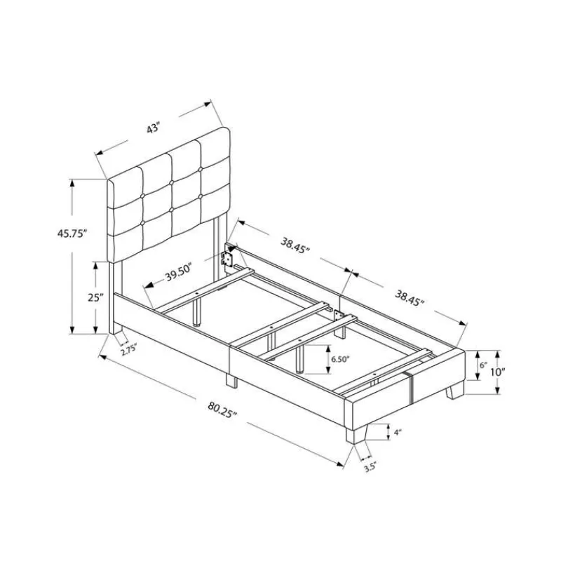 Monarch Twin Fabric Bed with Headboard (39")