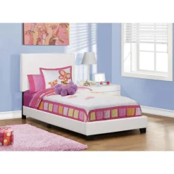 Monarch Twin Leather-Look Bed with Headboard (39")